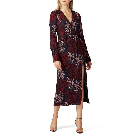 A.L.C. Dresses & Skirts - A.L.C. Floral Print Midi Dress in Navy, Burgundy & Blush